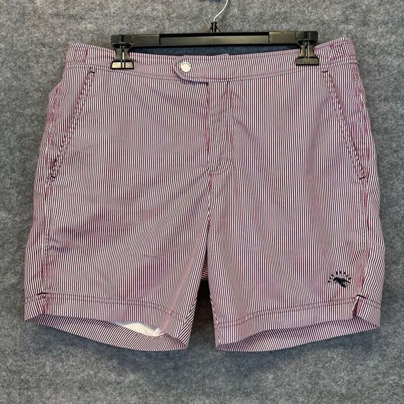 Ted Baker Men’s Lobster Embroidered Red White Stripe Shorts Size 3 (W34) EUC - Picture 1 of 16